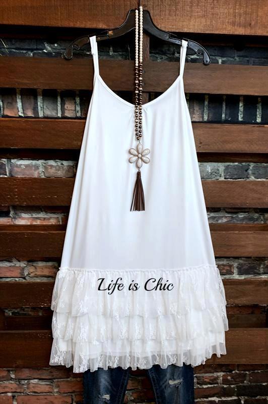 SO SWEET ROMANCE WHITE LACE SLIP DRESS EXTENDER