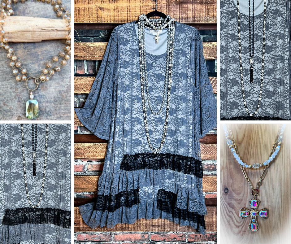 Pure Enchantment Gray Lace Dress