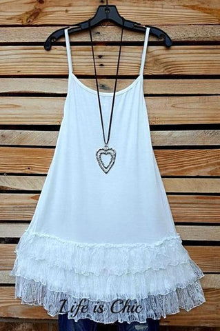 I'M ETERNALLY YOURS LACE WHITE EMBROIDERED SLIP DRESS EXTENDER