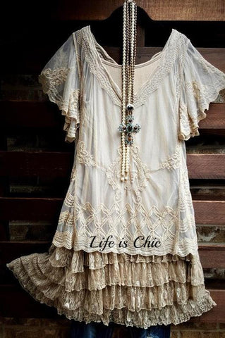 LOVE OF MY LIFE VINTAGE INSPIRED TUNIC IN MOCHA