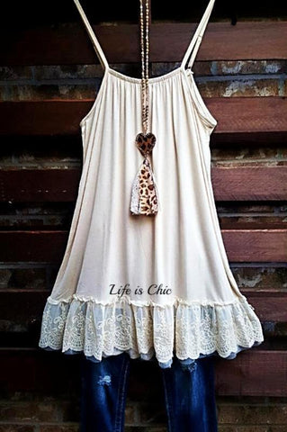 ALL THE ROMANCE BEIGE & FLORAL LACE DRESS