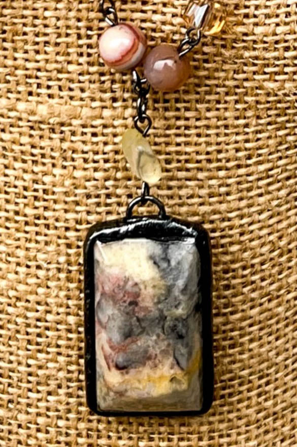 Rustic Natural Stone Bamboo Positive Energy Necklace