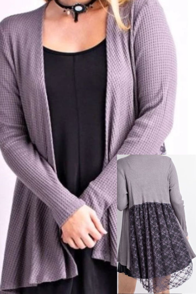 PLUS SIZE CARDIGAN LIGHTWEITHT GRAY LACE STYLISH ---------SALE