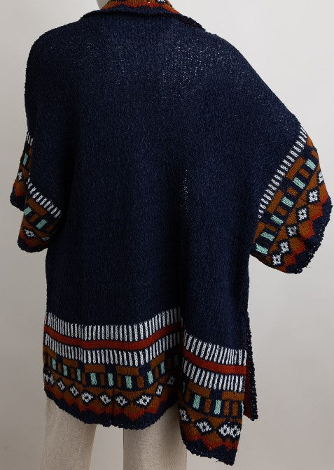 CANYON SOUL NAVY & MULTI-COLOR CARDIGAN SWEATER KIMONO