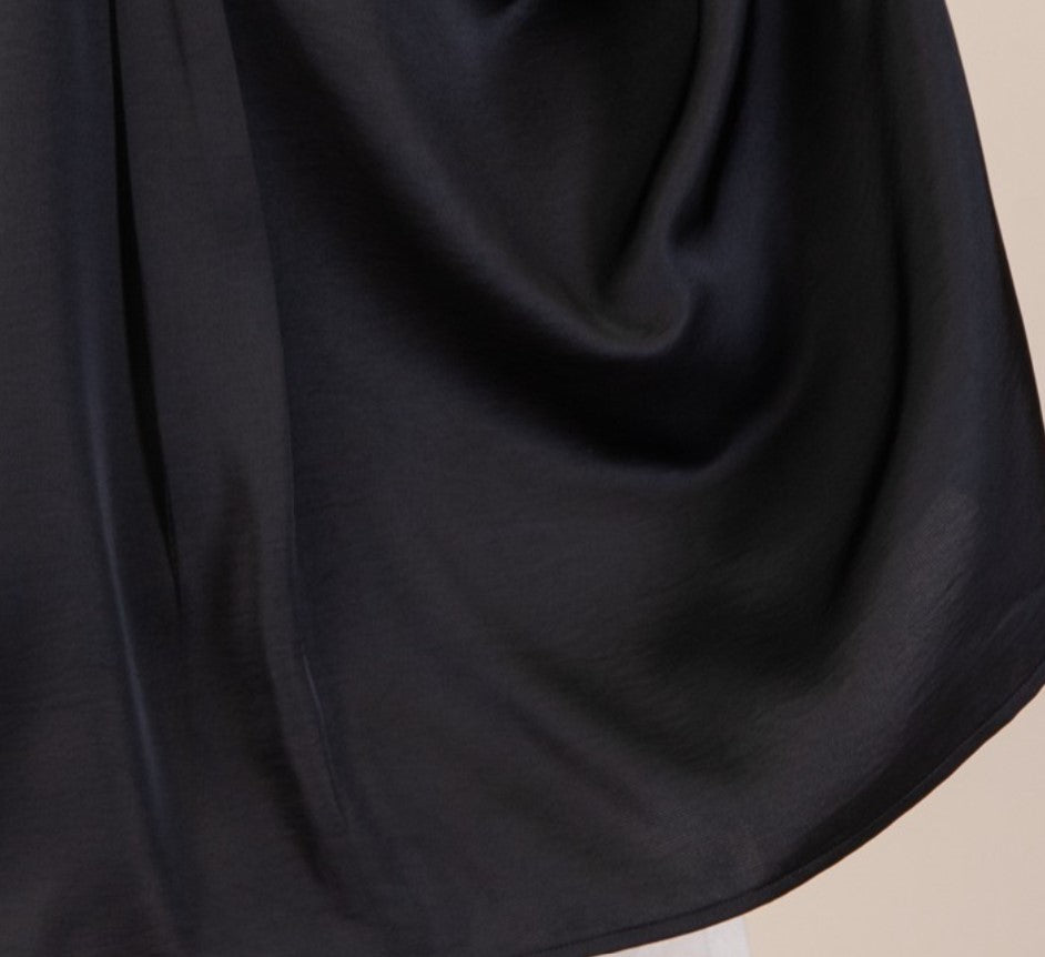 GLAMOROUS BLACK SATIN COMFY OVERSIZED 2X-3X-4X TUNIC