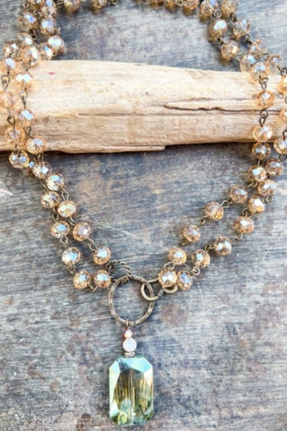 AMAZONITE NATURAL STONES CROSS NECKLACE