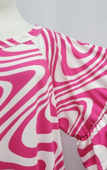 2X-4X SIZE - CELEBRATE THE MOMENT TOP IN PINK & WHITE -----------SALE