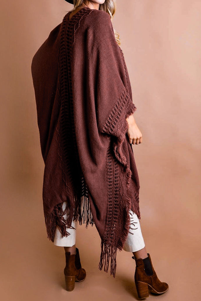ENJOY THE JOURNEY COMFY COZY KIMONO IN BROWN