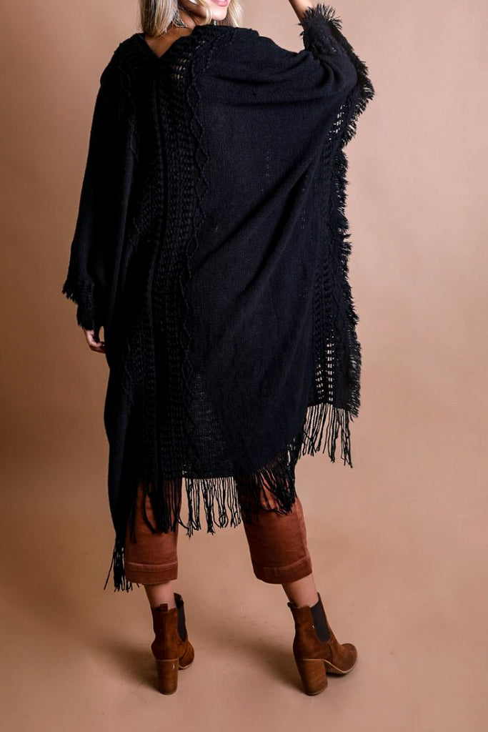 ENJOY THE JOURNEY BOHO BLACK KIMONO