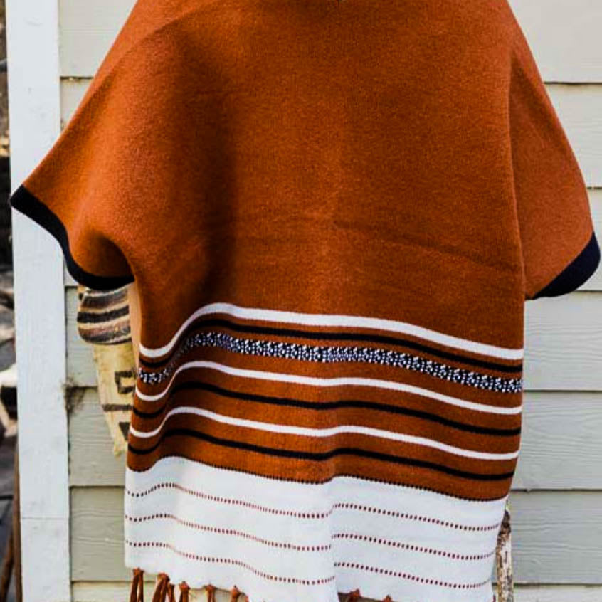 Everything You Need Luxe Cardigan Ruana Fringed In Rust Brown