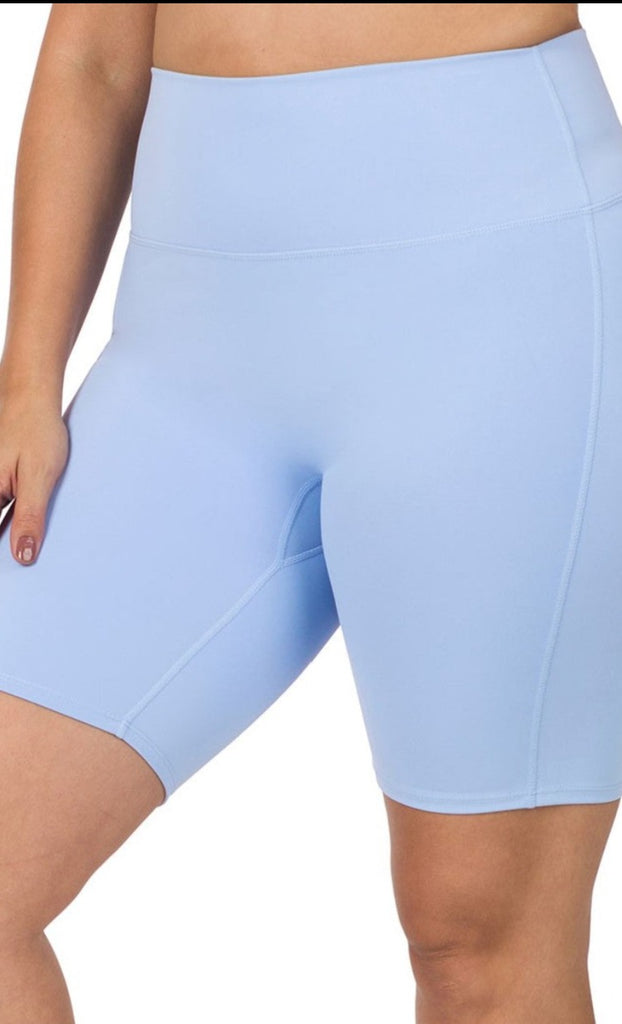1x-2x-3x Size - Plus Size High Rise Lycra Short in Spring Blue-----Sale
