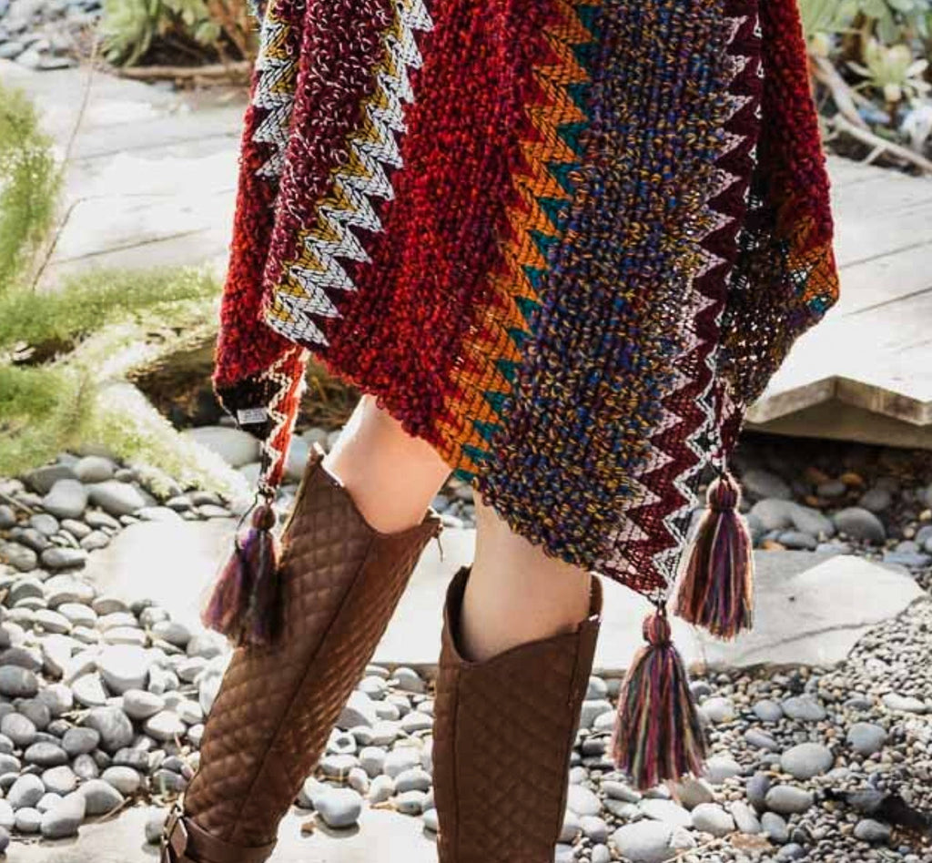 Authentic Beauty Crochet Kimono in Maroon and Multi-Color