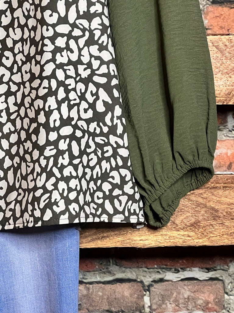 JUST THE TWO OF US FAB TUNIC IN OLIVE & MULTI