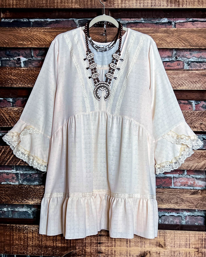 16-18 SIZE - BEIGE LACE TRIM DRESS TUNIC----------SALE