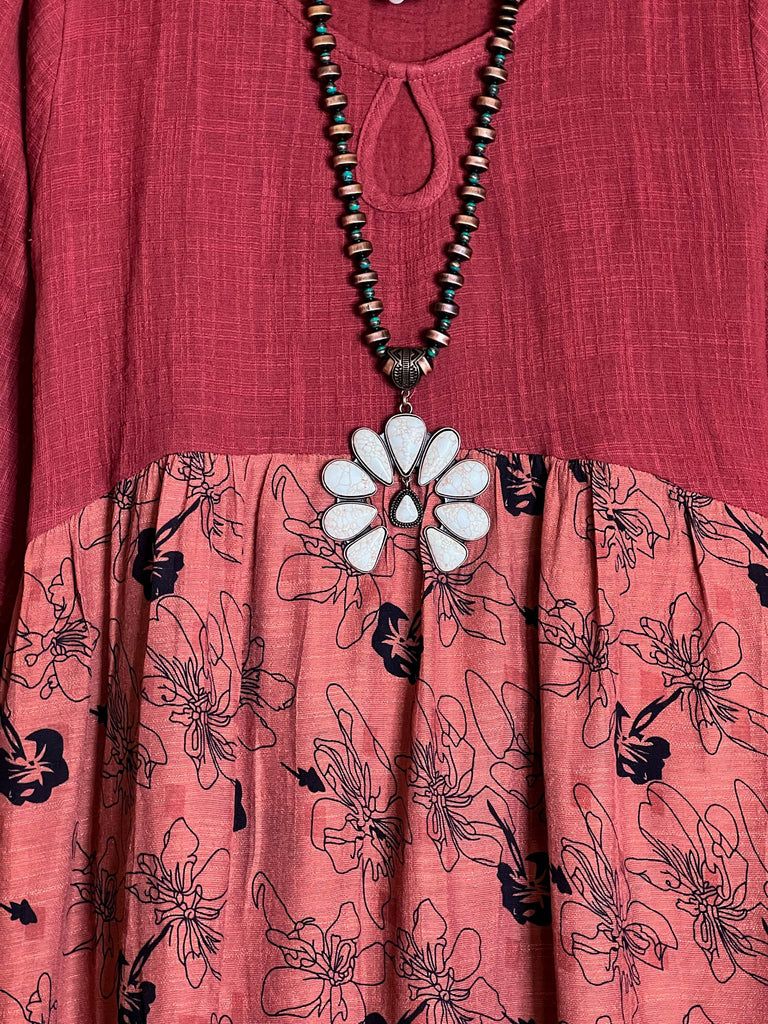 16-20 SIZE - BABYDOLL TUNIC IN RUST--------SALE