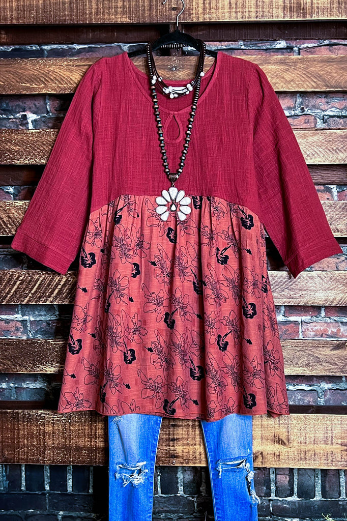 16-20 SIZE - BABYDOLL TUNIC IN RUST--------SALE