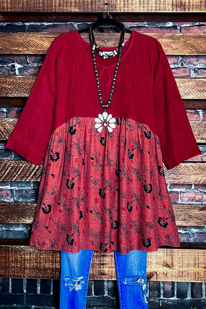 16-20 SIZE - BABYDOLL TUNIC IN RUST--------SALE