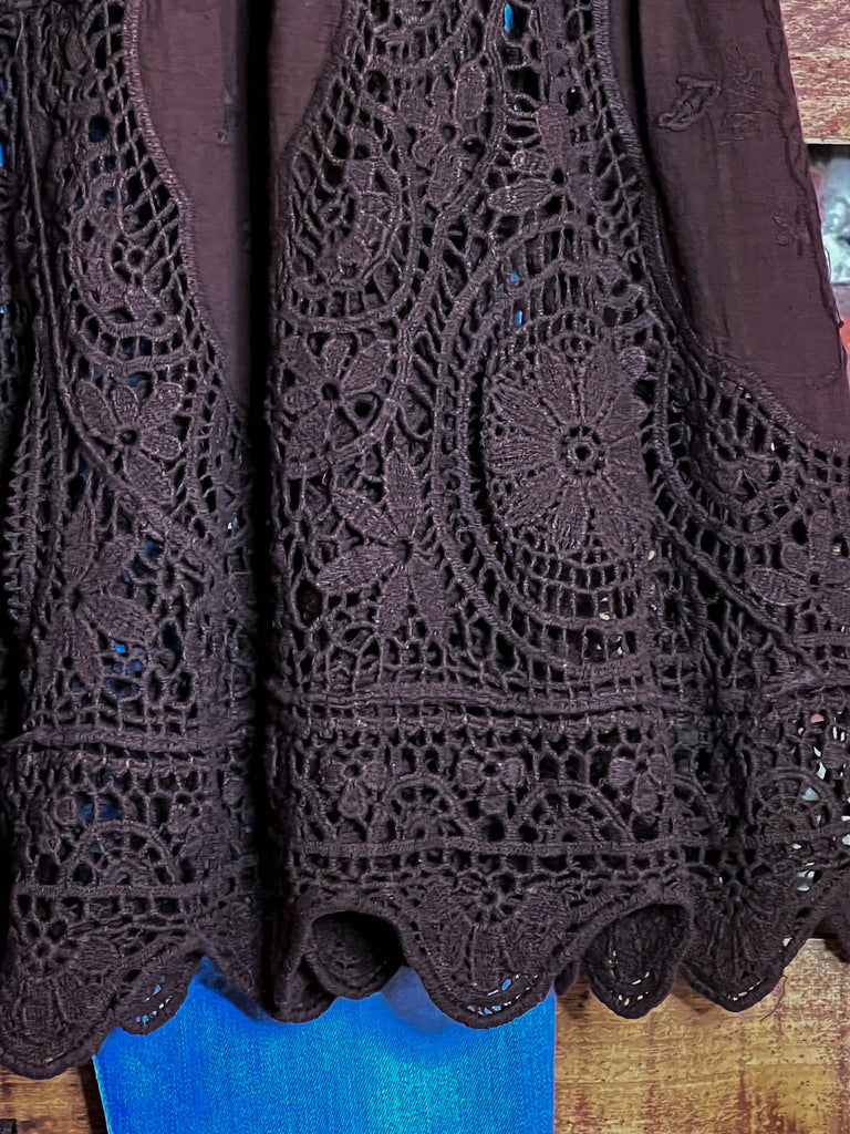 A FAIRYTALE UNIQUE BROWN 100% COTTON CROCHET TUNIC