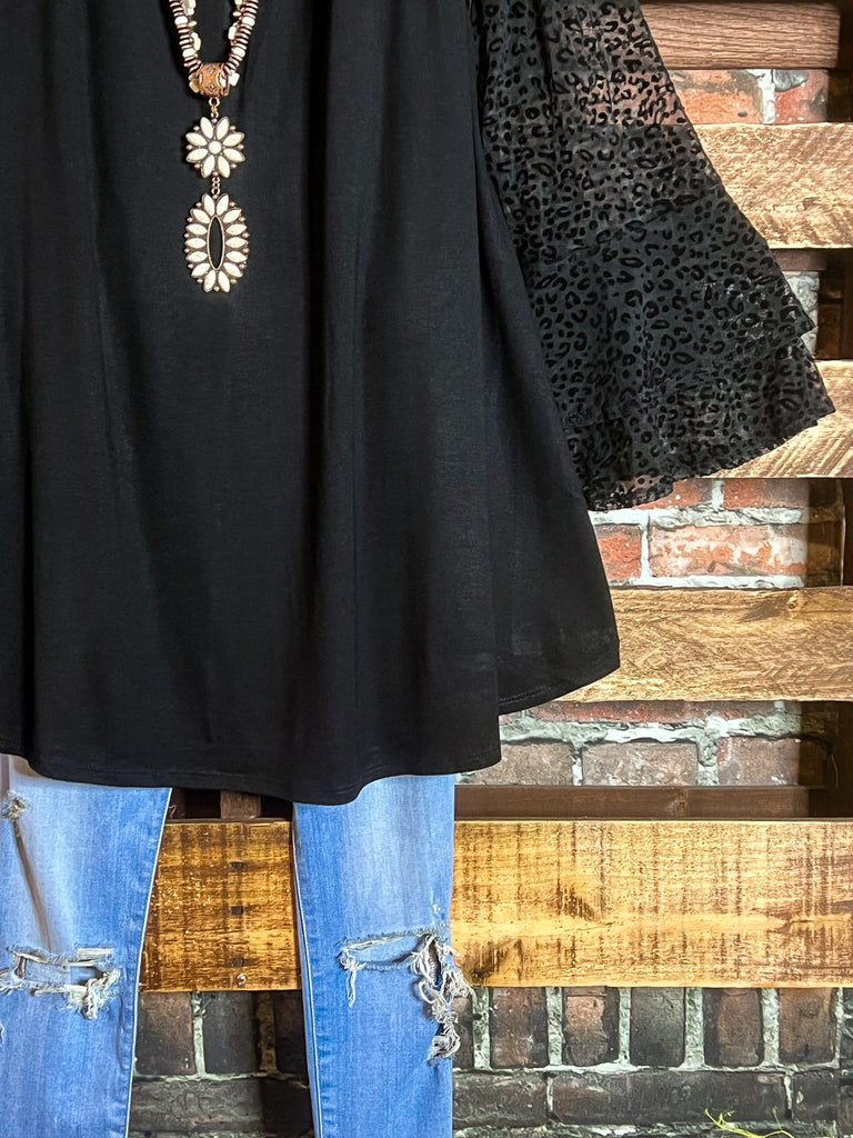 An Absolute Treasure Black Leopard Print Tunic