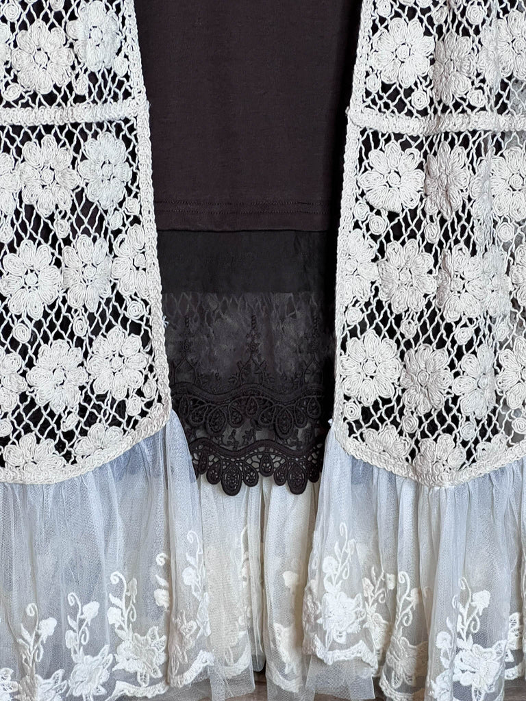 Keep It Authentic Natural Vintage Crochet & Lace Vest