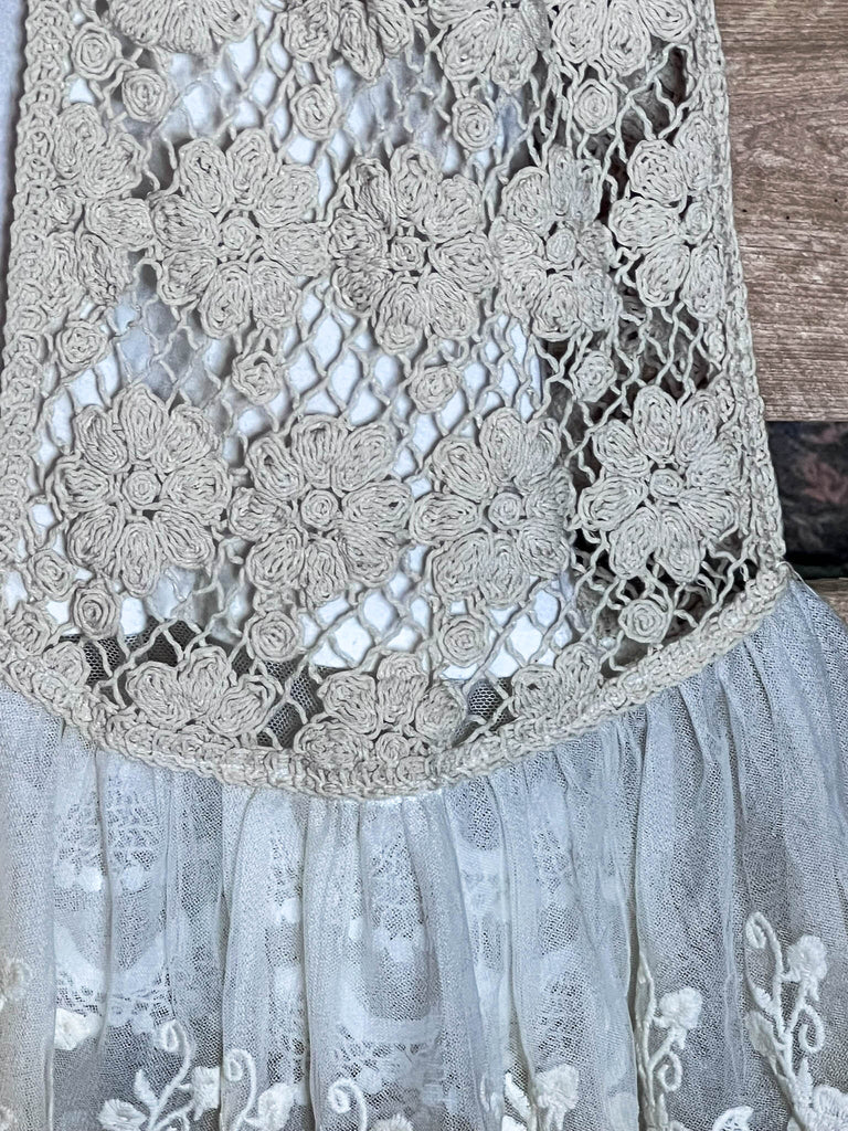 Keep It Authentic Natural Vintage Crochet & Lace Vest