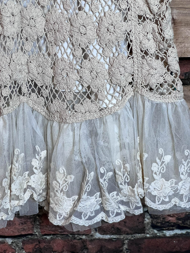 Keep It Authentic Natural Vintage Crochet & Lace Vest