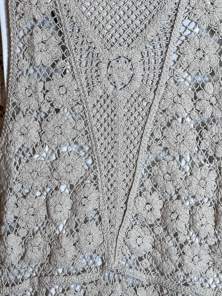 Keep It Authentic Natural Vintage Crochet & Lace Vest