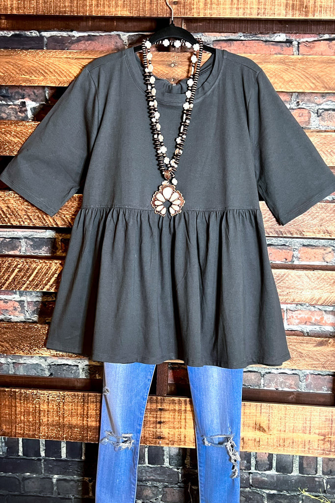 2X 3X 100 % COTTON BABYDOLL TOP BABYDOLL IN GRAY-------SALE