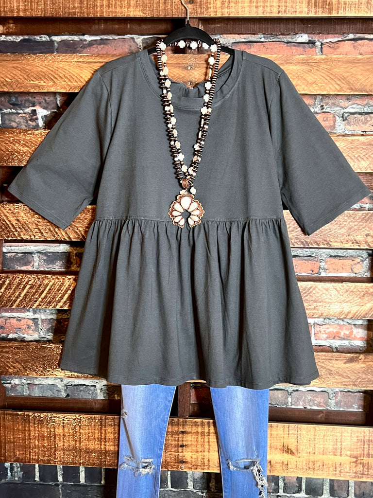 2X 3X 100 % COTTON BABYDOLL TOP BABYDOLL IN GRAY-------SALE