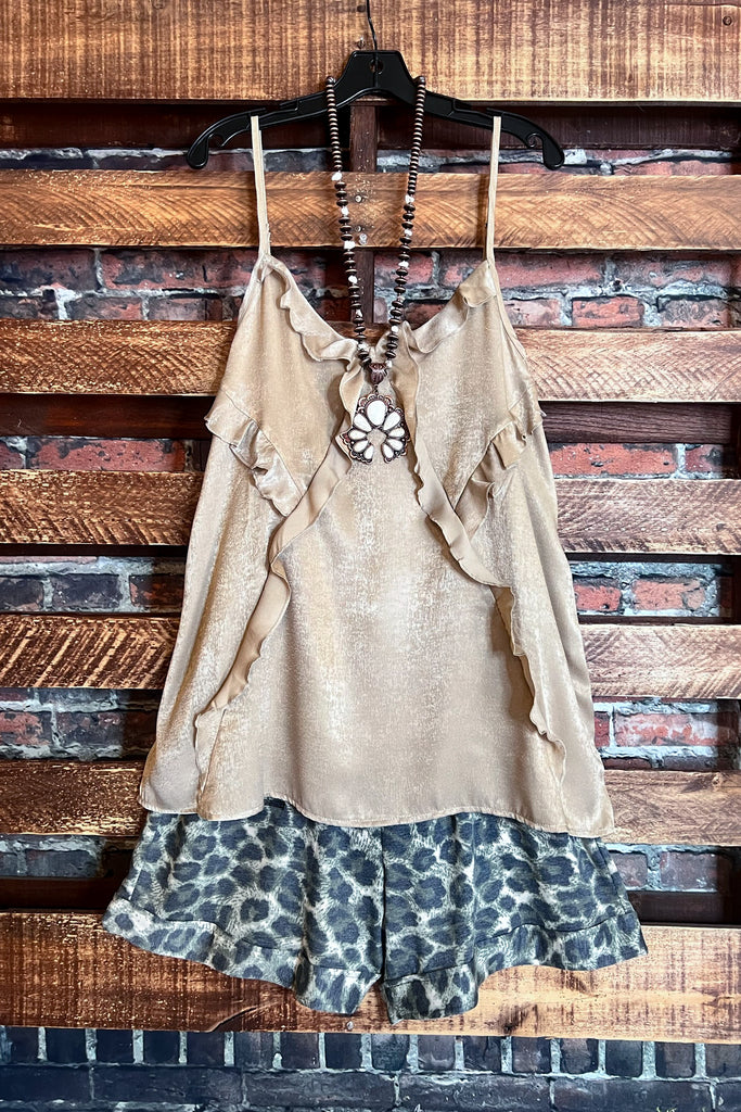 STYLE CRUSH TAUPE SATIN TOP --------------SALE