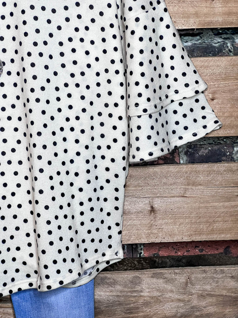 DARLING BE MINE POLKA DOT TUNIC IN BLACK AND CREAM