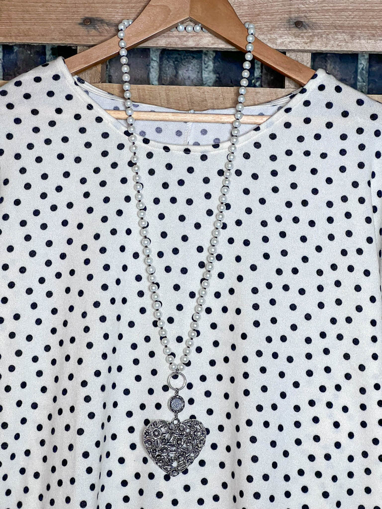 DARLING BE MINE POLKA DOT TUNIC IN BLACK AND CREAM