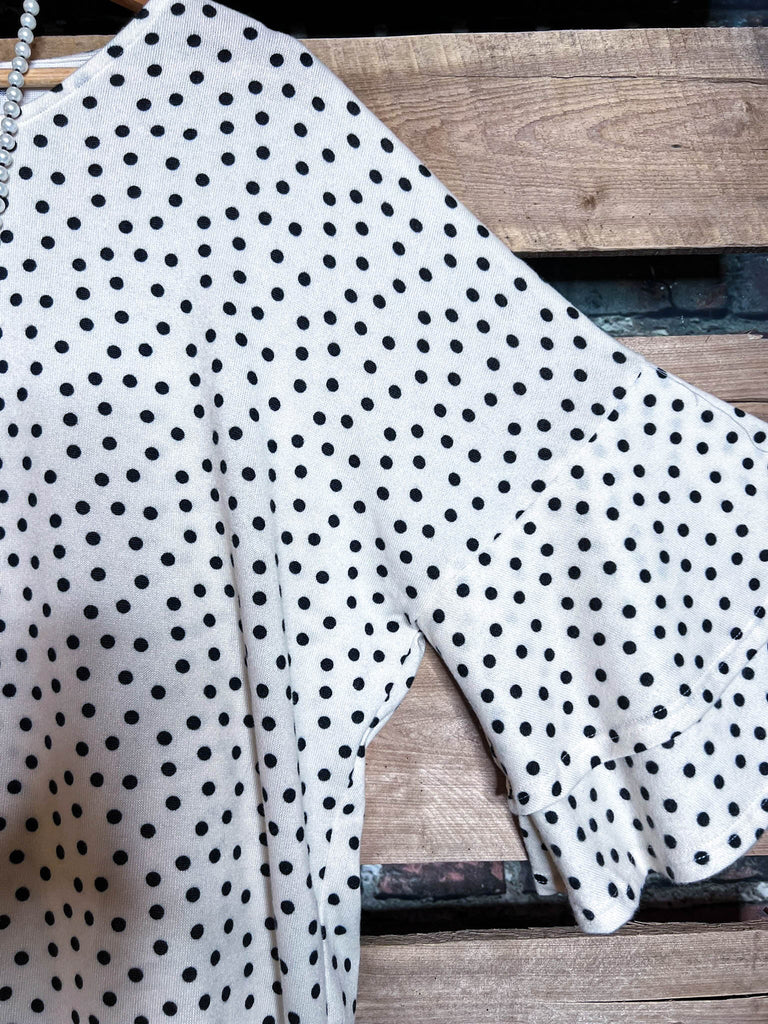 DARLING BE MINE POLKA DOT TUNIC IN BLACK AND CREAM
