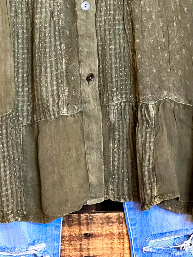 EMBRACE THE JOY SHIRT JACKET IN GREEN ------SALE