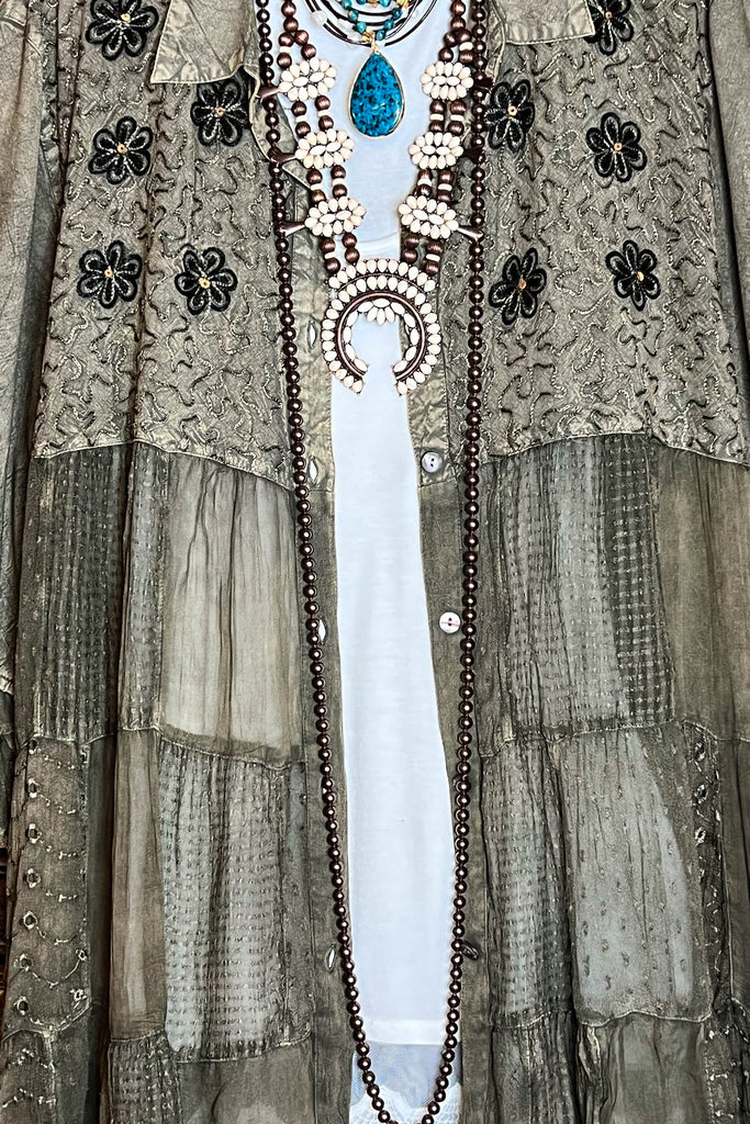 EMBRACE THE JOY SHIRT JACKET IN GREEN ------SALE