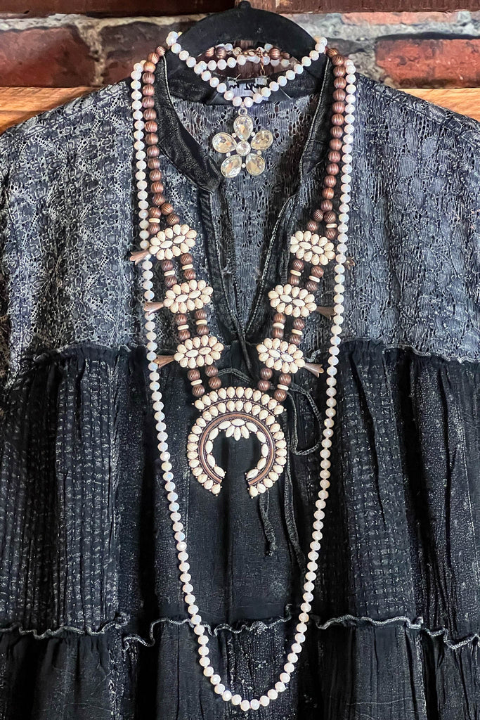 A ROMANTIC TWIST BOHO BLACK DRESS-----------SALE