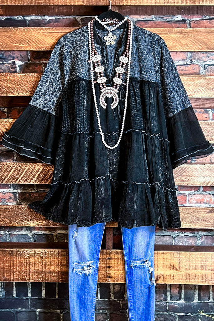 A ROMANTIC TWIST BOHO BLACK DRESS-----------SALE