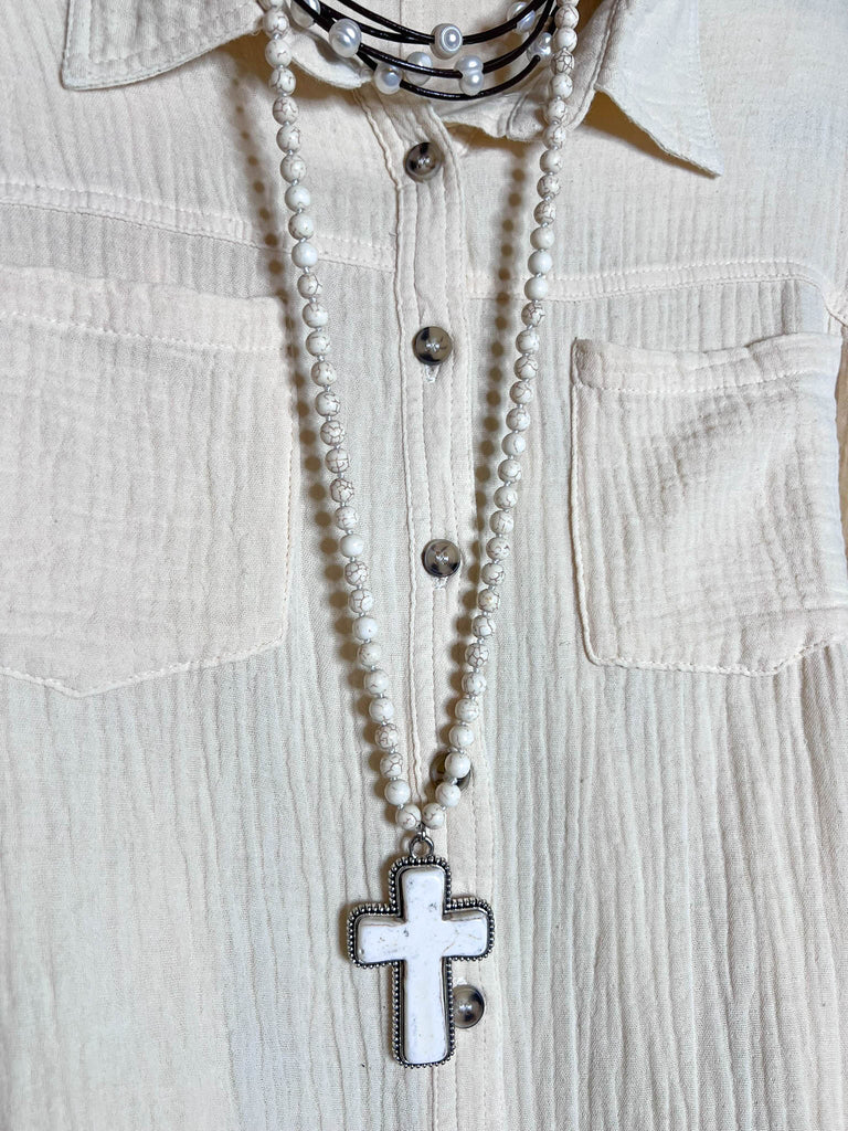 LIVE IN HARMONY 100% COTTON SHABBY SHIRT IN NATURAL BEIGE