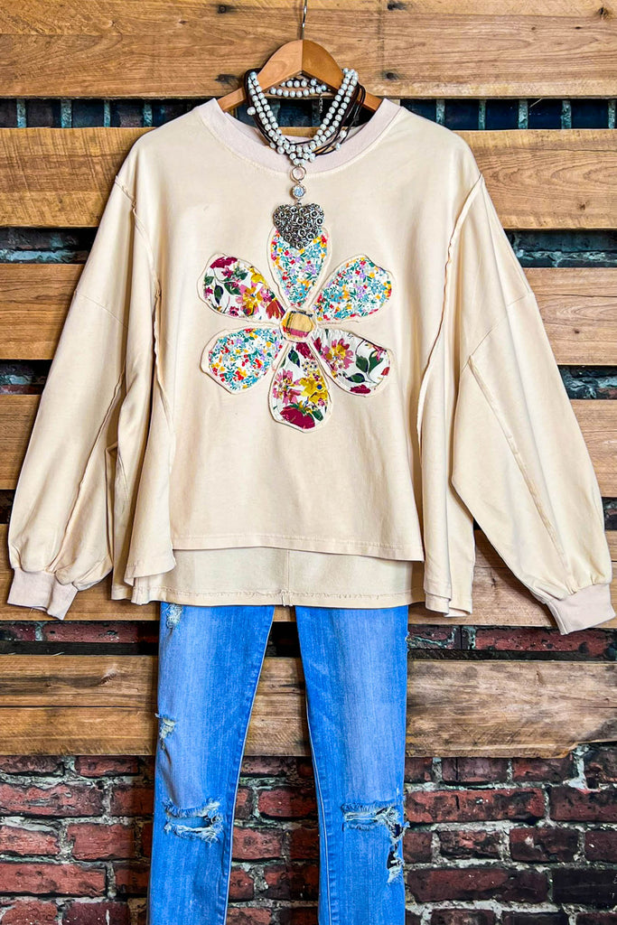 THE ART FOR THE SOUL 100% COTTON COMFY SOFT SWEATSHIRT IN BEIGE OATMEAL
