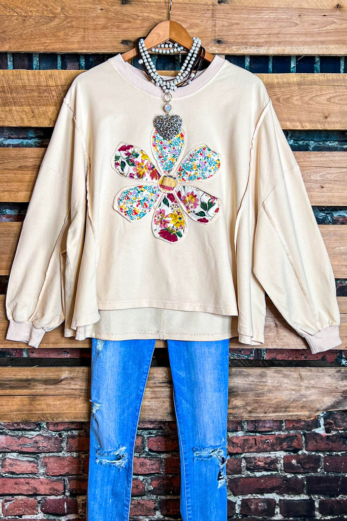 THE ART FOR THE SOUL 100% COTTON COMFY SOFT SWEATSHIRT IN BEIGE OATMEAL
