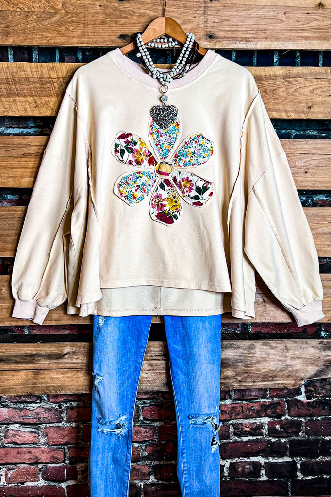 THE ART FOR THE SOUL 100% COTTON COMFY SOFT SWEATSHIRT IN BEIGE OATMEAL