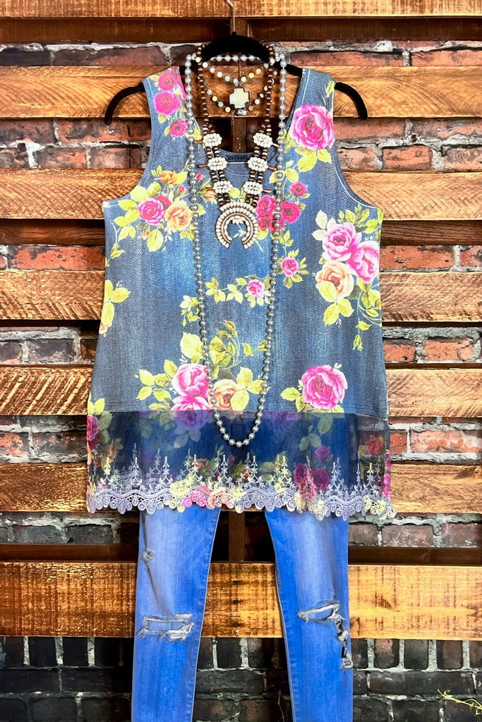 Denim & Roses Lace Layering Top ---------Sale