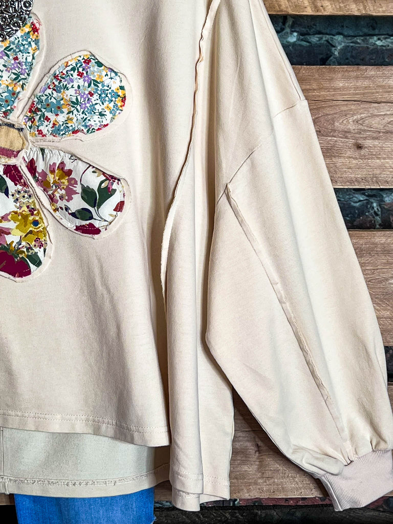 THE ART FOR THE SOUL 100% COTTON COMFY SOFT SWEATSHIRT IN BEIGE OATMEAL
