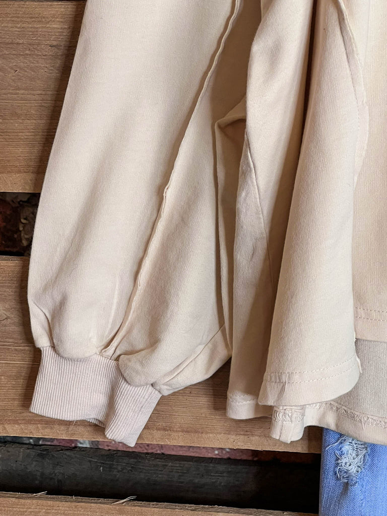 THE ART FOR THE SOUL 100% COTTON COMFY SOFT SWEATSHIRT IN BEIGE OATMEAL