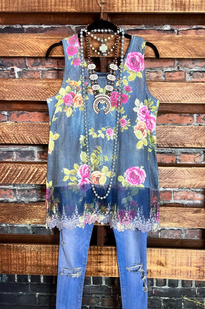 Denim & Roses Lace Layering Top ---------Sale