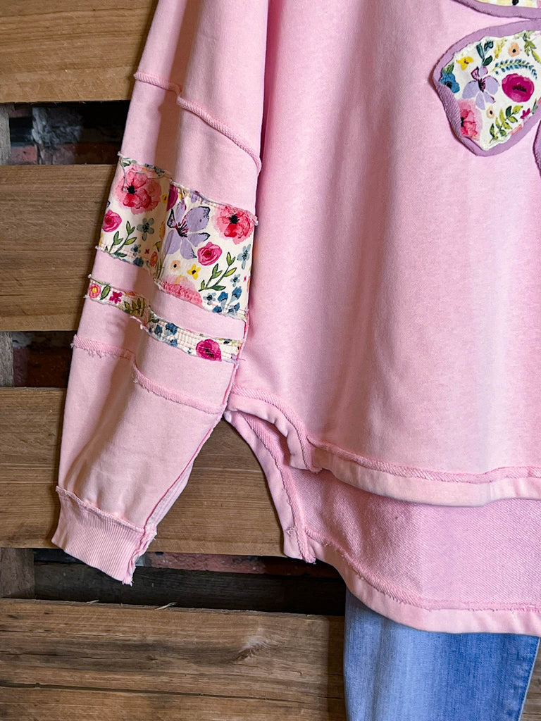 LET LOVE BLOSSOM BOHO COMFY SOFT SWEATSHIRT IN PINK