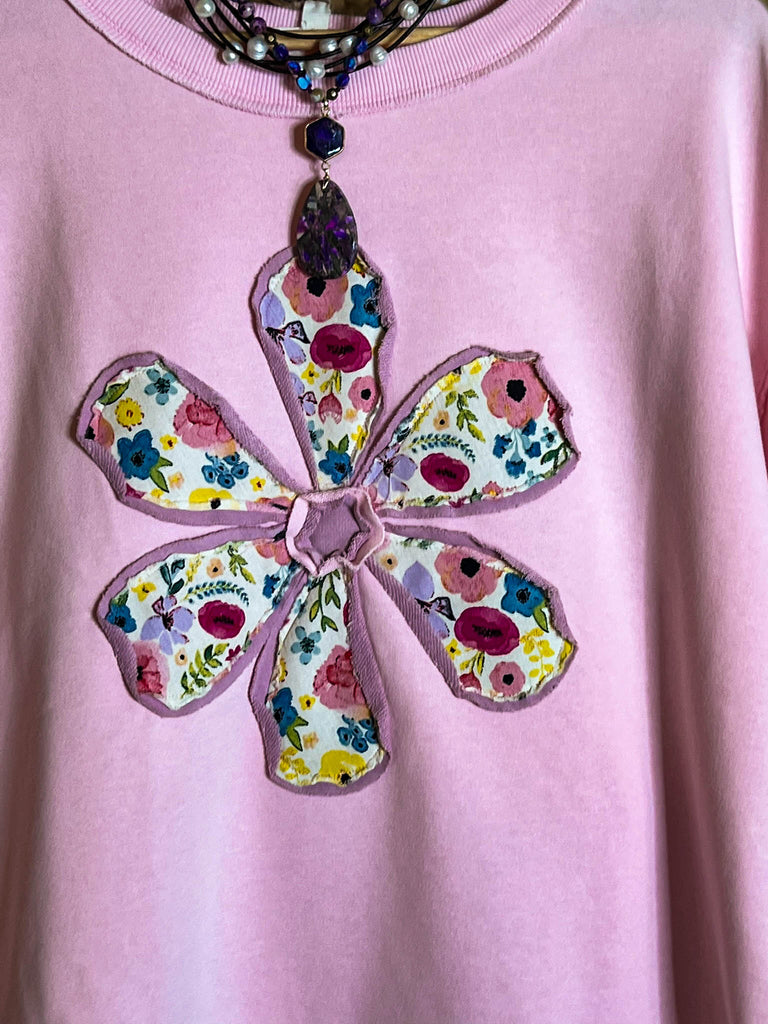 LET LOVE BLOSSOM BOHO COMFY SOFT SWEATSHIRT IN PINK