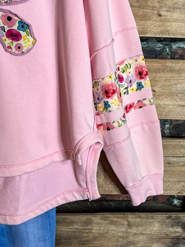 LET LOVE BLOSSOM BOHO COMFY SOFT SWEATSHIRT IN PINK