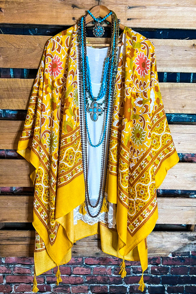 TICKETS TO PARADISE YELLOW SUNRISE BOHO KIMONO