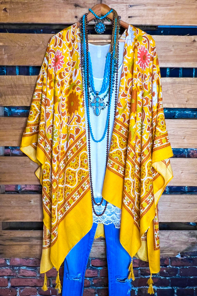 TICKETS TO PARADISE YELLOW SUNRISE BOHO KIMONO